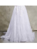 Plunging V Neck Beaded White Lace Tulle Illusion Back Wedding Dress